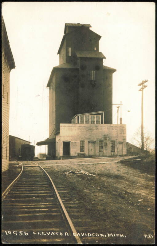 Grain Elevator with Rail Tracks and Office Building Davison Michigan