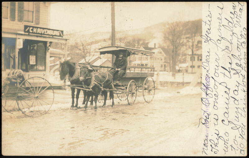 Horse & Ox Team Sunday School Wagon, C. H. Rivenburg Chester Massachusetts