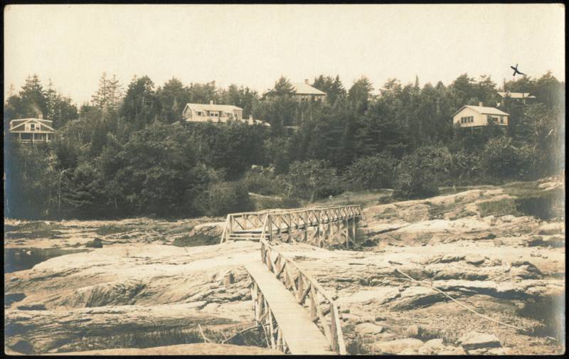 Taft Cottage and Rustic Footbridge Across Rocks MacMahan Island Maine