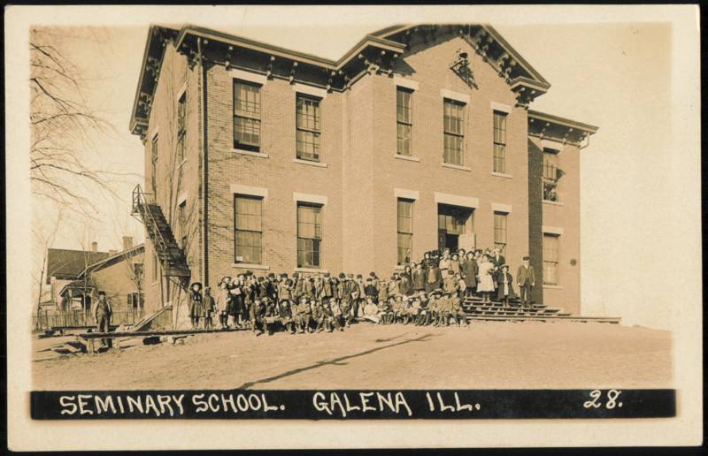 Seminary School with Students and Teachers Galena Illinois