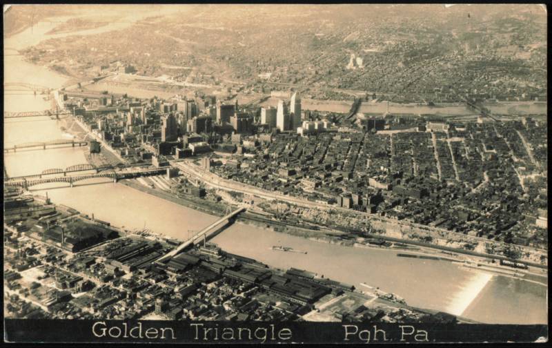 Golden Triangle Aerial View of Downtown Skyline Pittsburgh Pennsylvania