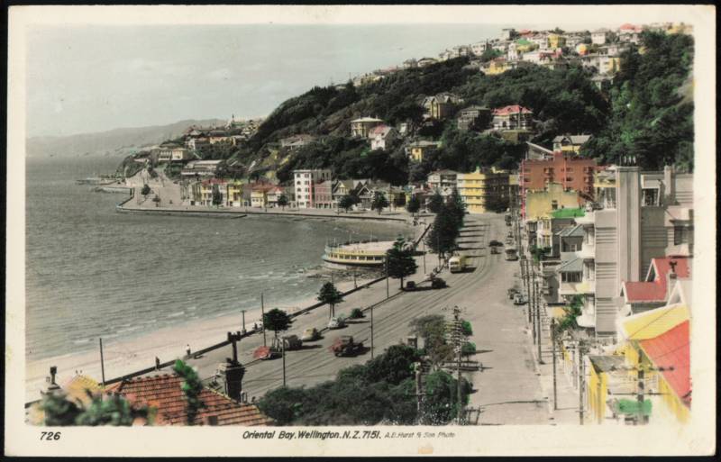 Oriental Bay Waterfront and Beach, Colored Wellington New Zealand