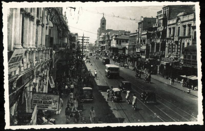 The Bunder Road Street Scene with Merewether Clock Tower Karachi Pakistan