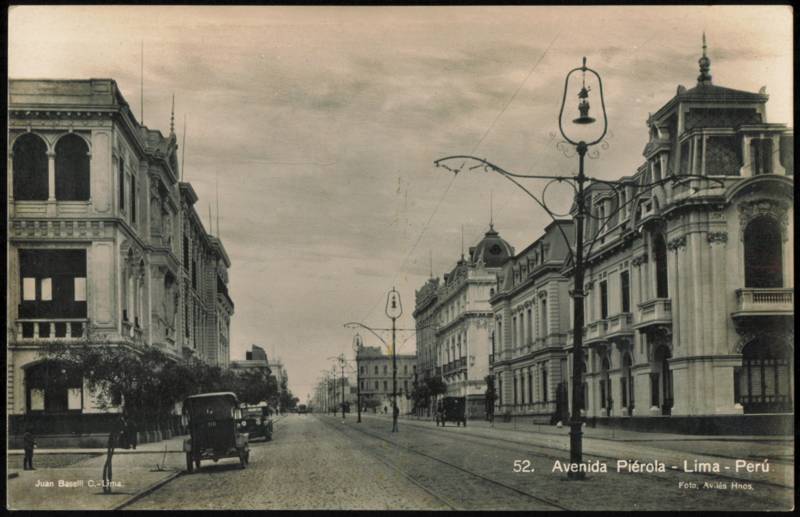 Avenida Piérola Street Scene with Early Automobiles Lima Peru