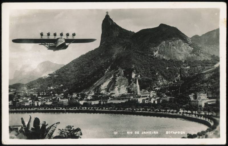 Dornier Do X Flying Boat over Botafogo and Corcovado Rio de Janeiro Brazil