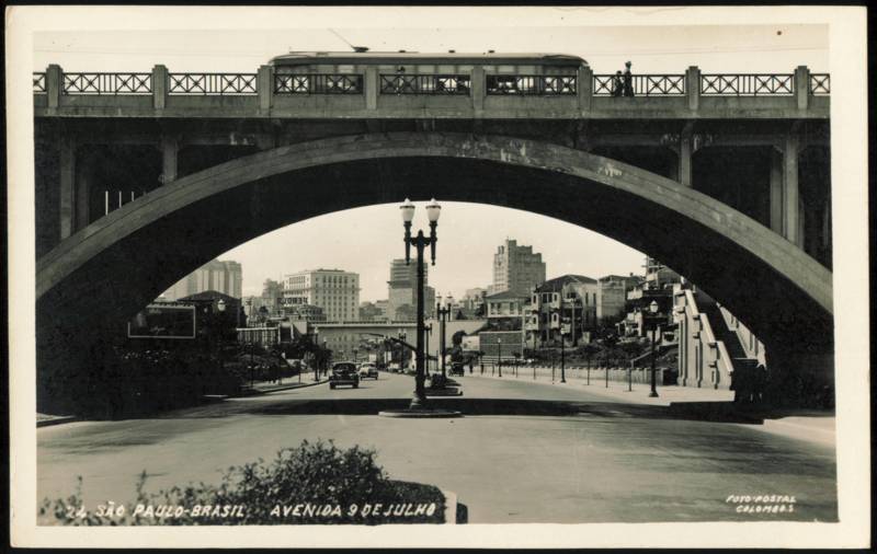 Avenida 9 de Julho Viaduct with Streetcar São Paulo Brazil