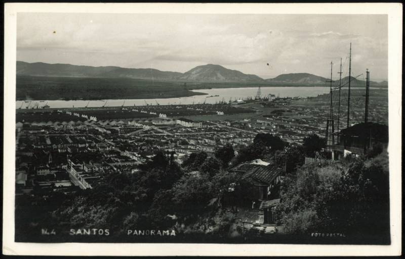 Panoramic View of Harbor and City Santos Brazil