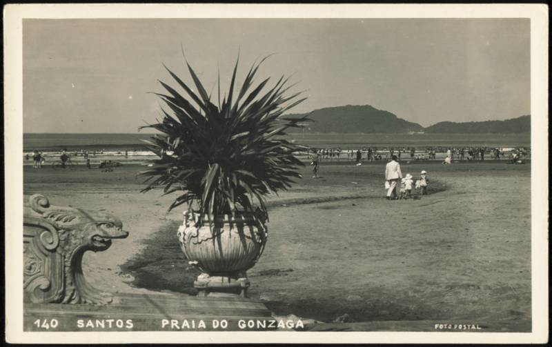 Praia do Gonzaga Beach Promenade and Urn Santos Brazil