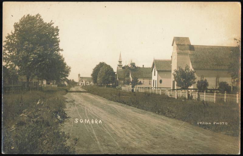 Street Scene with Churches and Residences Sombra ON Canada