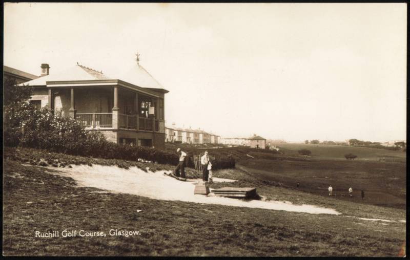 Ruchill Golf Course with Clubhouse and Golfers Glasgow Scotland