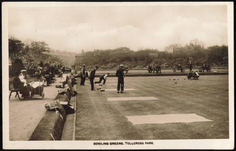 Bowling Greens at Tollcross Park with Lawn Bowlers Glasgow Scotland