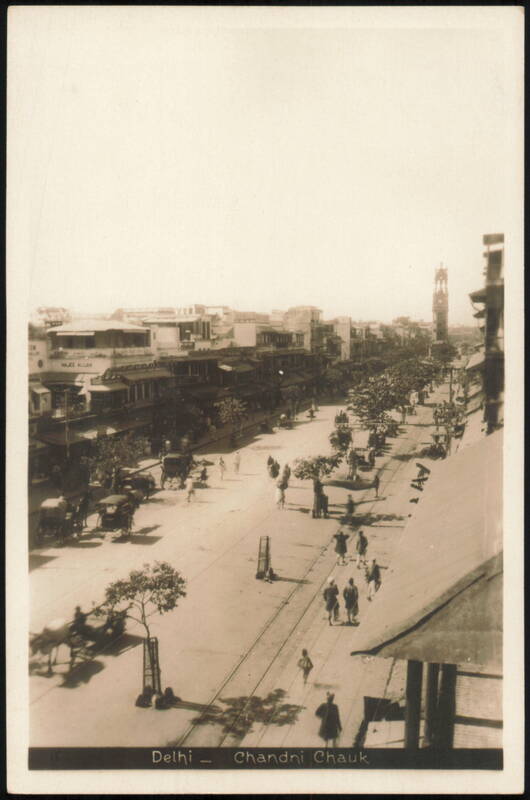 Chandni Chauk Street Scene with Clock Tower Delhi India