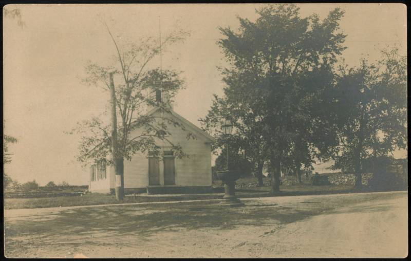 Small White Church with Steeple Buildings