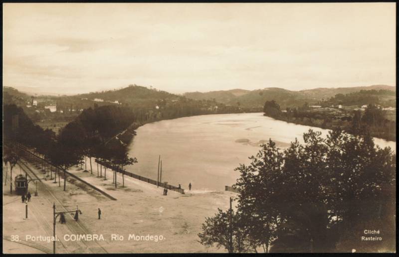 Rio Mondego Riverside Promenade with Tram Coimbra Portugal