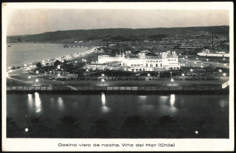 Casino Municipal Night View Along the Waterfront Viña del Mar Chile