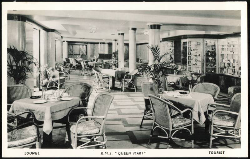 R.M.S. Queen Mary Tourist Class Lounge Interior Interiors