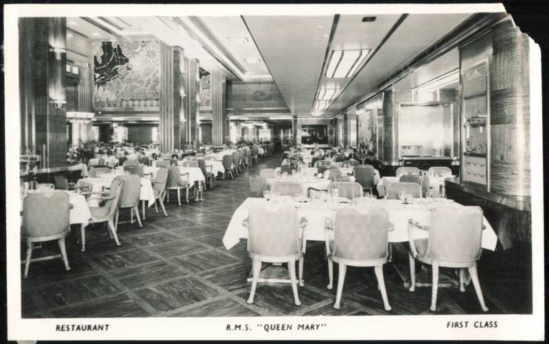 RMS Queen Mary First Class Restaurant Dining Room Interiors