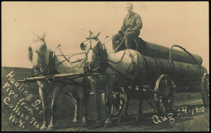 Hauling Gas Pipe From Collins Station, 1910 New York