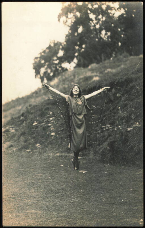 1912 St. Johnsbury VT RPPC Woman Fantasy Dance Wings Vermont