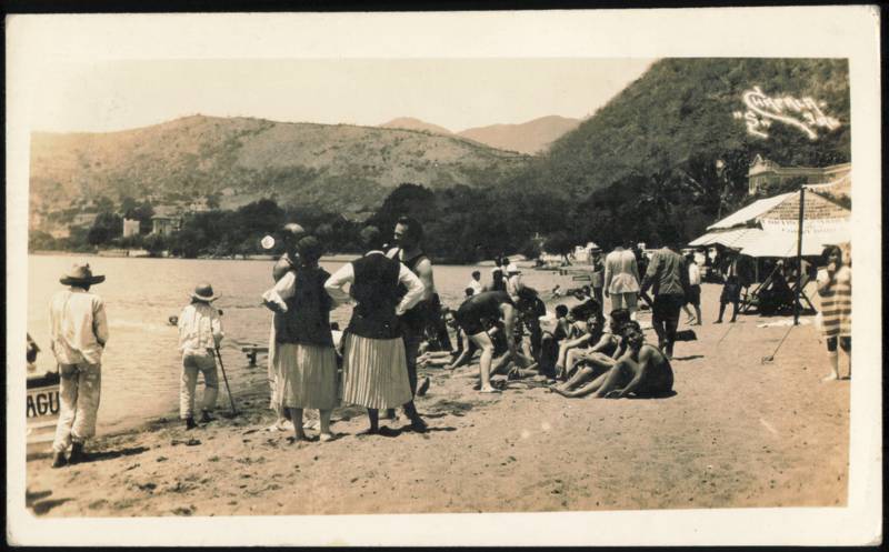Bathers and Beachgoers on Shore of Lake Chapala Mexico