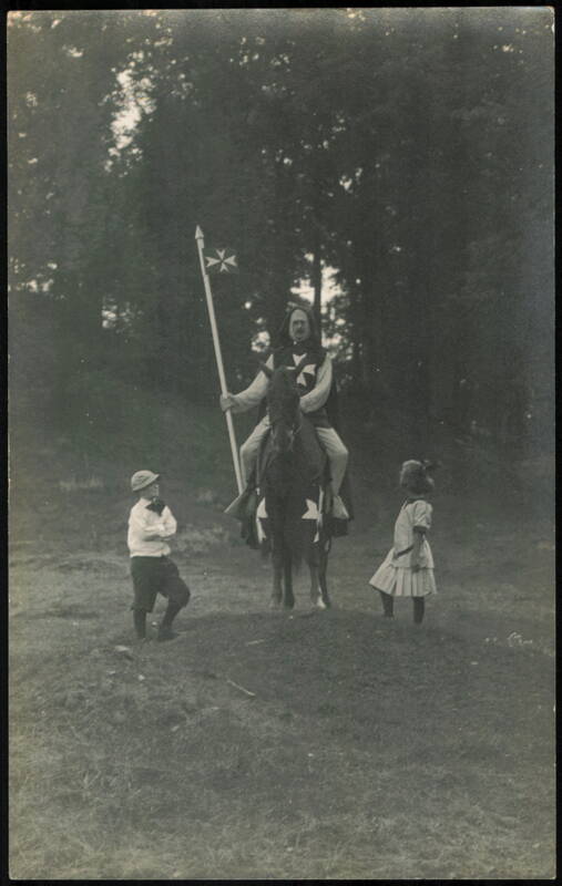 Anniversary Pageant - Knight on Horseback with Children St. Johnsbury Vermont
