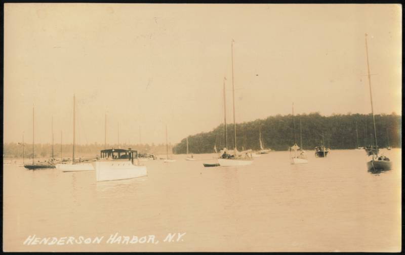 Boats and Sailboats Moored at Henderson Harbor New York