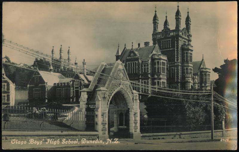 Otago Boys' High School Gothic Architecture & Gate Dunedin New Zealand