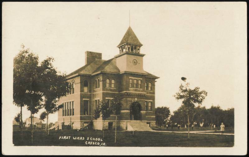 First Ward School with Bell Tower Cresco Iowa