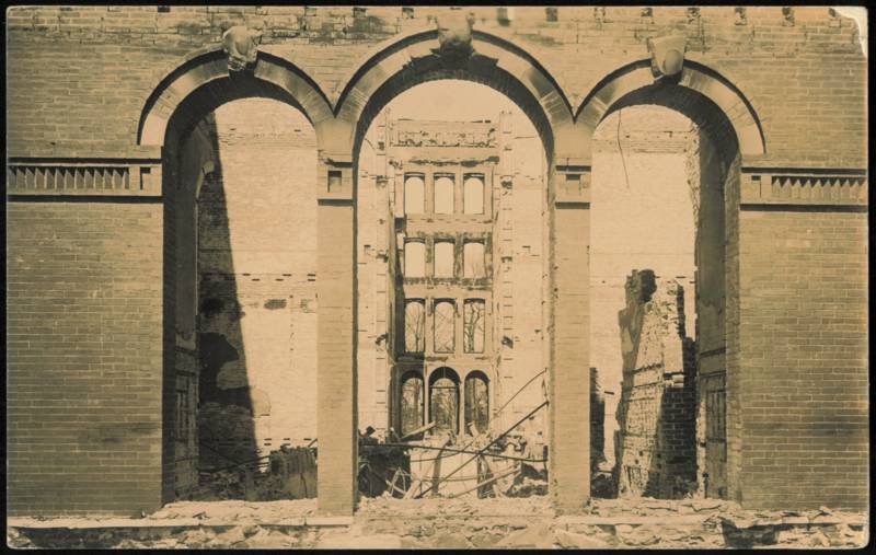 Ruins of a Brick Building with Three Arches Buildings