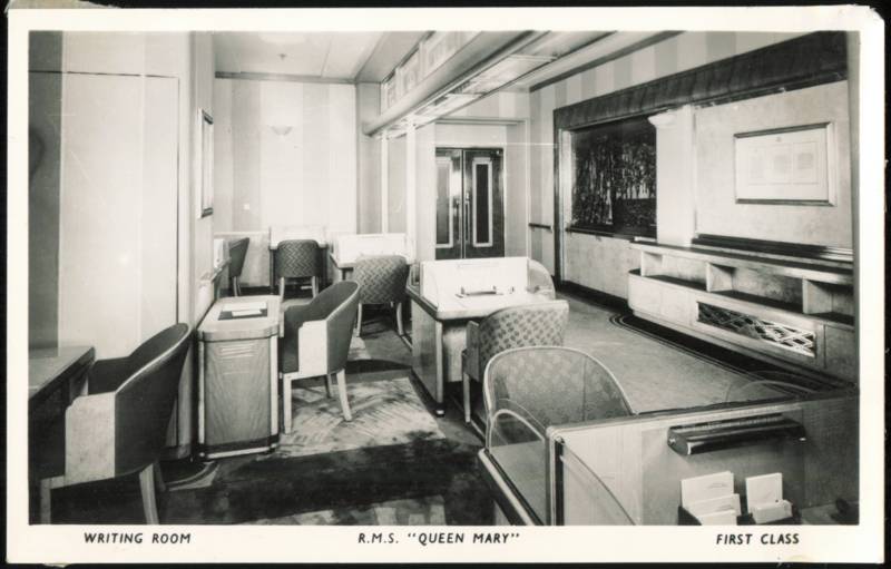 RMS Queen Mary First Class Writing Room Interior Interiors
