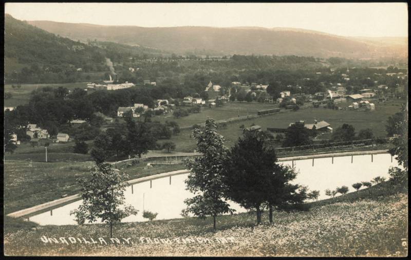 Panoramic View of Town from Pinehurst Reservoir Unadilla New York