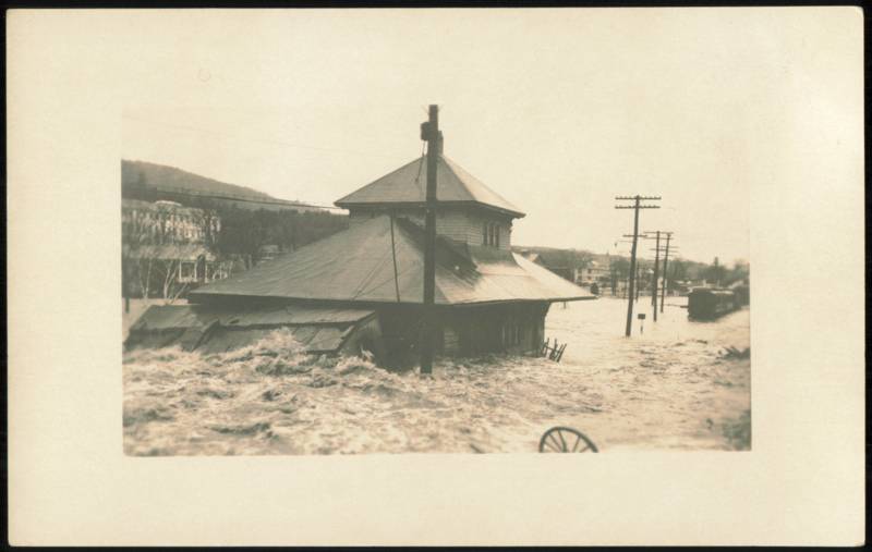 Flooded Railroad Depot, November 3, 1927 Flood Proctor Vermont