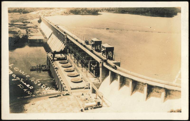 Aerial View of the Lower Side of Bagnell Dam Lake Ozark Missouri