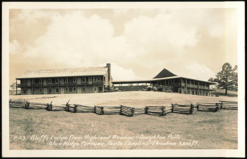 Bluffs Lodge from Highland Meadow, Doughton Park North Carolina