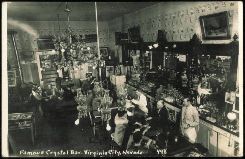 Famous Crystal Bar Interior with Mysterious Clock Virginia City Nevada