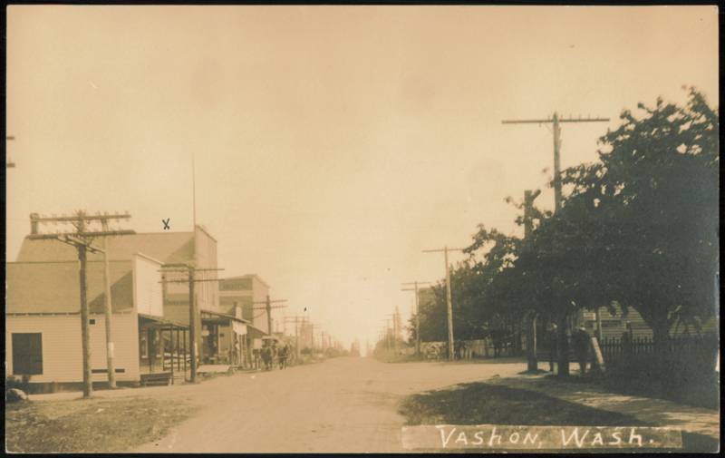 Dirt Road Street Scene with Storefronts and Hotel Vashon Washington