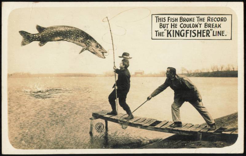 Kingfisher Fishing Line Advertising, Giant Pike Tall Tale Rockville Connecticut