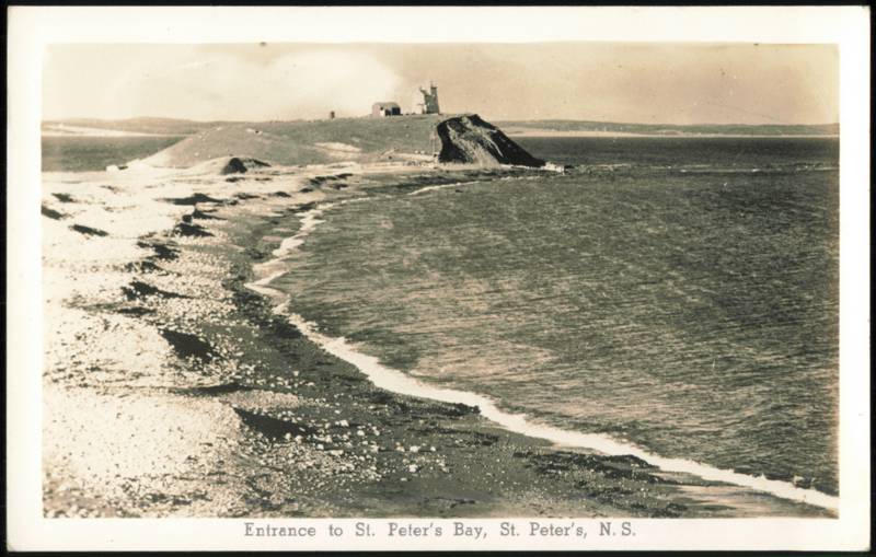 Entrance to St. Peter's Bay with Lighthouse NS Canada