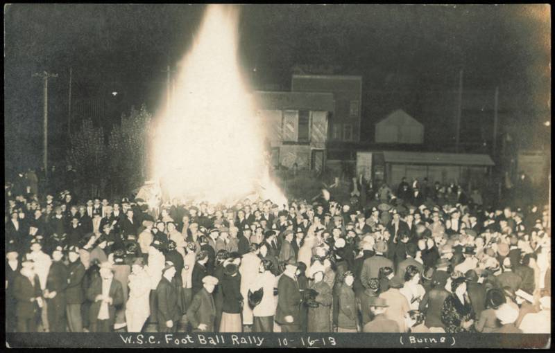 Washington State College Football Rally Bonfire 1913 Pullman