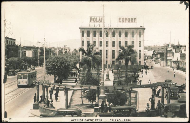 Avenida Saenz Peña with Streetcar & Polar Export Callao Peru