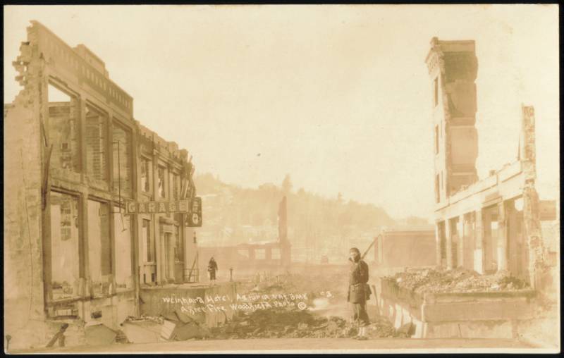 Weinhard Hotel & Astoria National Bank After Fire Oregon
