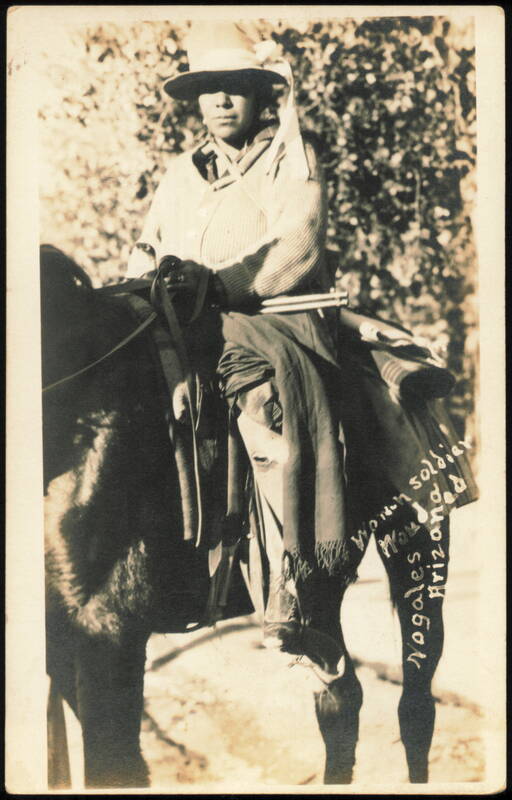 Wounded Woman Soldier on Horseback, Nogales, Arizona