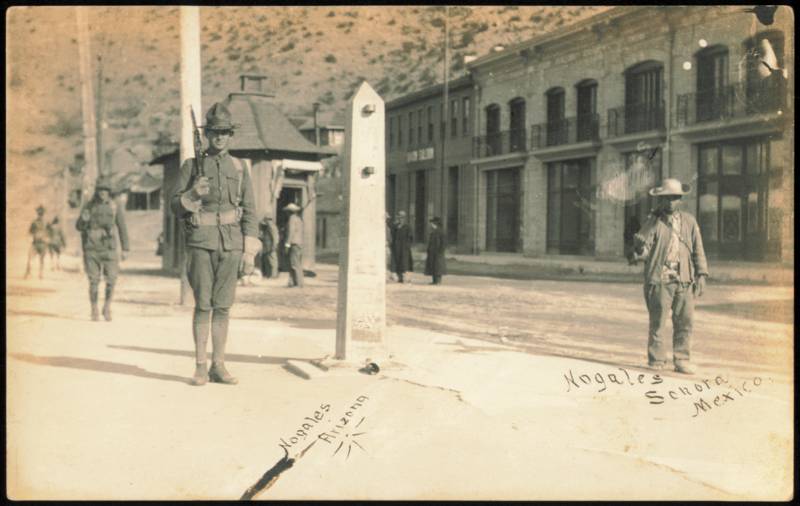 Mexican Revolution Border Monument US Soldier at International Line Nogales Arizona