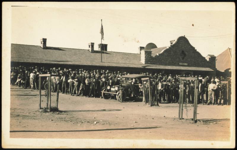 Mexican Revolution Crowd at Southern Pacific Depot Nogales Arizona