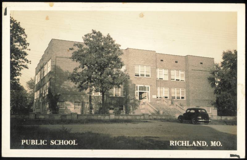 Public School Building and Automobile Richland Missouri