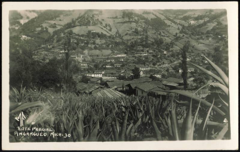 Vista Parcial Hillside Town and Mountain View Angangueo Michigan Mexico
