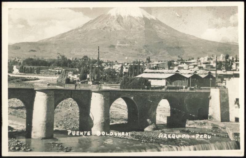 Puente Bolognesi with El Misti Volcano Arequipa Peru
