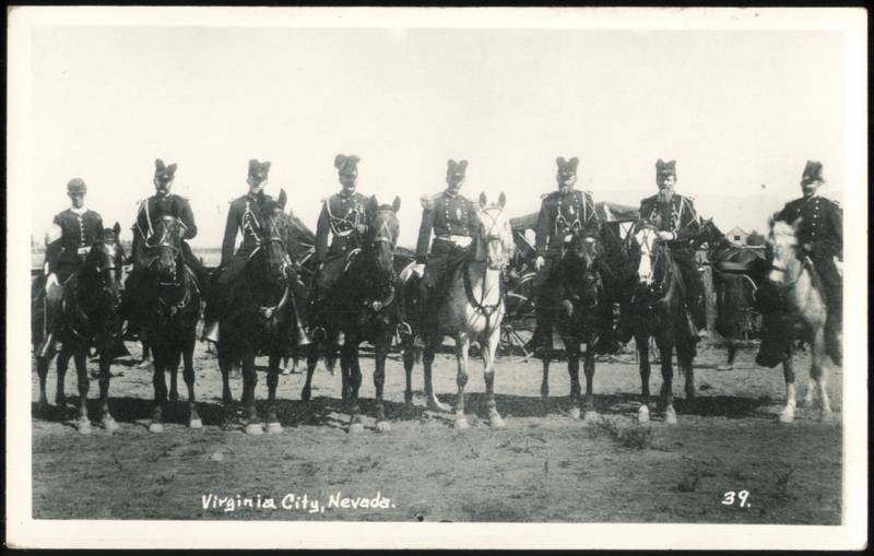 Mounted Cavalry in Uniform on Horseback Virginia City Nevada