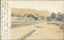 Chester Railroad Station and Train Yards Postcard