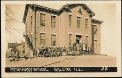 Seminary School with Students and Teachers Postcard